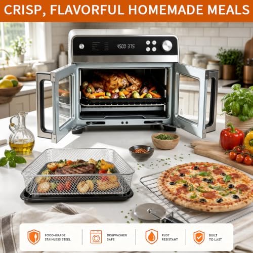 Air Fry Oven Replacement Parts for Ninja French Door Premier FO101,12.2 × 12.2" Air Fryer Sheet Pan Grill Plate Crisper Plate Rack Accessories Tray,Dishwasher Safe - Image 6