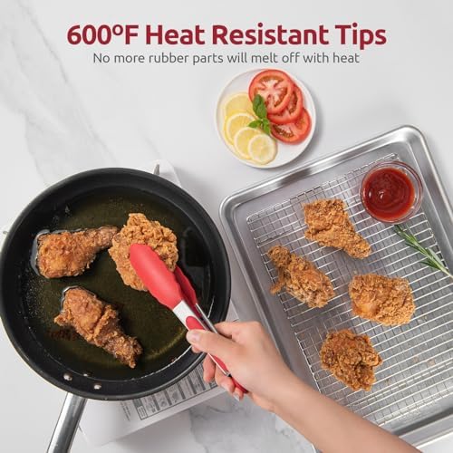 U-Taste Kitchen Tong for Cooking, 600ºF Heat-Resistant Silicone, 7in/Red - Image 3
