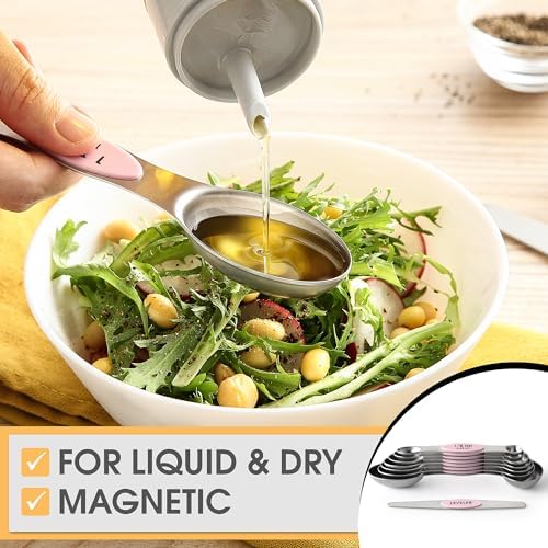 Spring Chef Stainless Steel 8 Magnetic Measuring Spoons Set, Pink Lemonade - Image 6