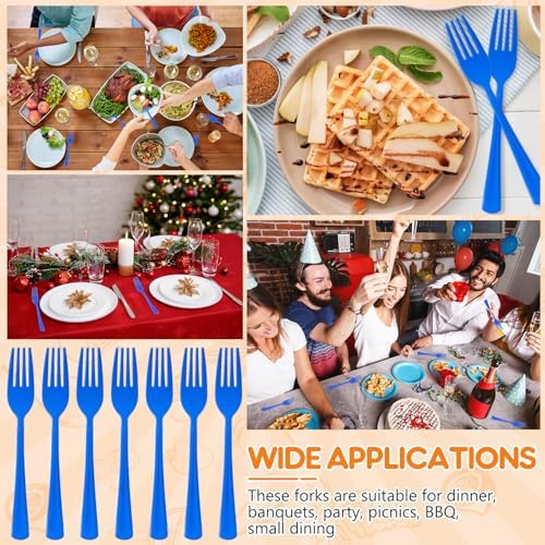 60 Pcs Blue Disposable Plastic Forks Cutlery Heavy Duty Dinnerware Plastic Silverware Flatware for Home Office School Party Picnics Restaurant Outdoor Events or Every Day Use (Blue) - Image 7