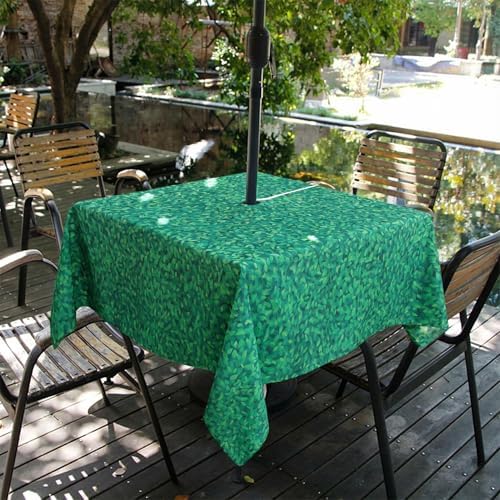 EHouseHome Outdoor Indoor 60inch SquareTablecloth with Umbrella Hole and Zipper, Waterproof Zippered Patio Table Cloths, Spring/Summer Table Covers for Backyard Circular Table/BBQs/Picnic - Image 2