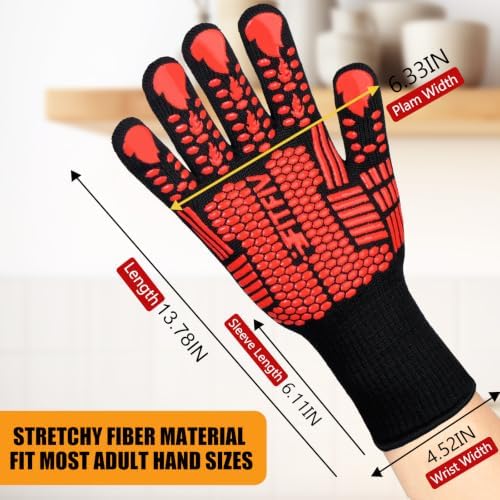 BBQ Gloves, 1472°F Heat Resistant with Silicone Grip Oven Mitts - Image 2
