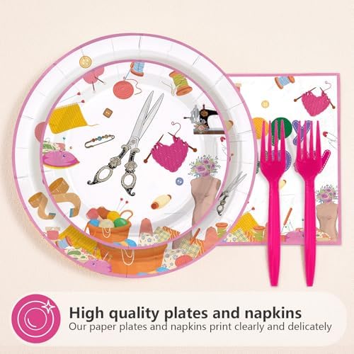 96Pcs Sewing Birthday Party Decorations, Serves 24 - Image 2