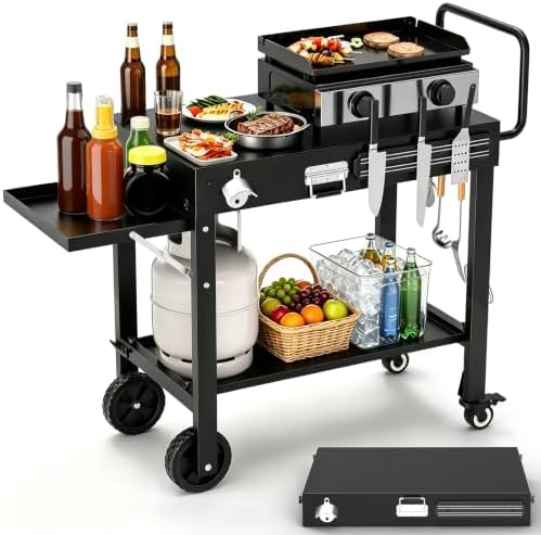 COZEER Portable Grill Table for Blackstone Griddle, Grill Cart with Caddy by Unknown
