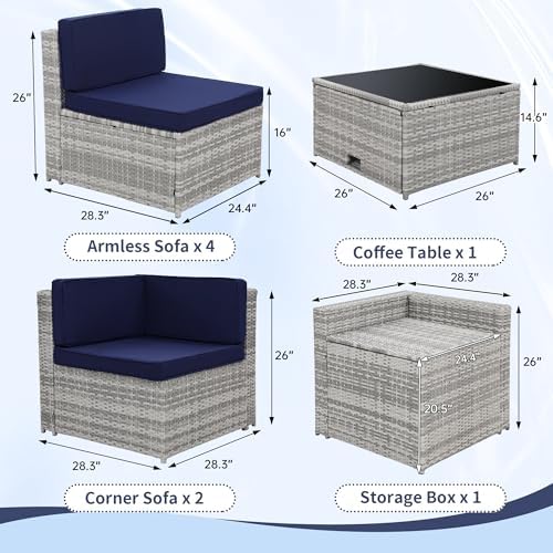 KROFEM 8 Piece Patio Furniture Set, Outdoor Modular Conversation Set - Image 6