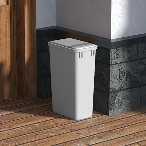 Dowell 50Qt Waste Trash Container, 13Gal, Plastic, Stackable, for Kitchen/Bathroom/Office, Tall Trash Can 22-3/8"H (Grey 4000 50 04-2 Pack) - Image 3