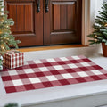 IOHOUZE Christmas Buffalo Plaid Door Mat 2x4.3, Washable, Red White by iOhouze