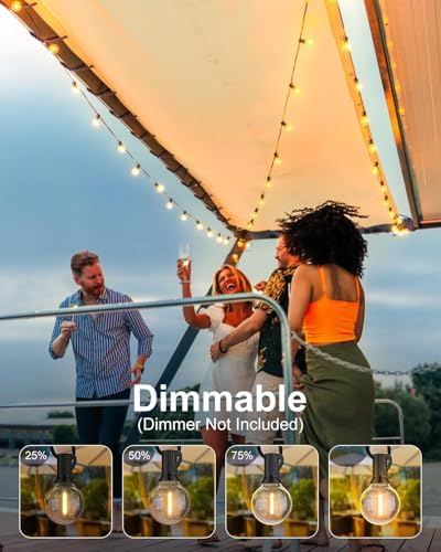 GLUROO 120FT Outdoor String Lights, G40 LED Patio Lights with 64pcs Bulbs, Waterproof Shatterproof Dimmable Globe Hanging Outdoor Cafe Bistro Porch Outside Light, 2Packs * 60ft - Image 3
