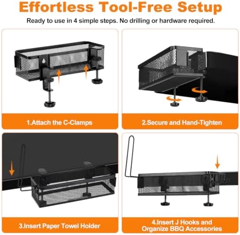 Griddle Caddy Side Shelf Organizer Grill Tool Holder (Black) - Image 3