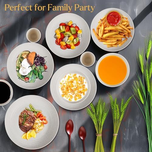 Wrova Wheat straw bowl and plate sets of 16 with cups - Unbreakable plastic dinnerware sets for kitchen - Microwave and Dishwasher safe dishes for kitchen,camping,indoors and out doors. White - Image 6