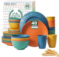 Homienly 40-Piece Premium Wheat Straw Dinnerware Sets, Service for 8, Unbreakable Plates and Bowls Set - Cups Sets, Dinner Plates, Bowls for Kitchen,Dishwasher and Microwave Safe Dishes Set - Multi by HOMIENLY