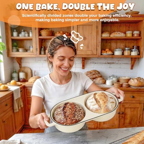 Double Dutch Oven for Sourdough Bread Baking, 2.6QT (White) - Image 3