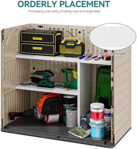 YITAHOME 30cuft Horizontal Storage Shed Shelf, Weatherproof Metal Shelf for 30 cu ft Tool Cabinet, Ideal for Outdoor Use, Easy Assembly,45.6" L X 13.2" W X 29.2" H, White - Image 3