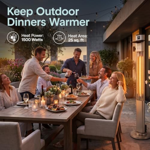 SereneLife Infrared Patio Heater, 1500W Electric Standing with Remote Control, IP44 Approved, Odorless, Three Power Settings, Indoor/Outdoor for Restaurant, Backyard, Garage, Decks - Image 6