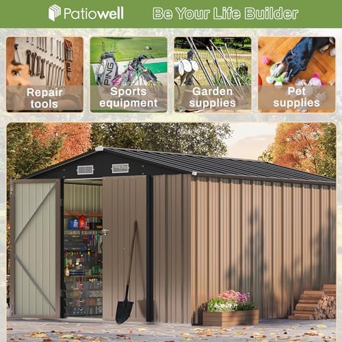 Patiowell 8x10 FT Outdoor Storage Shed, Brown - Image 3