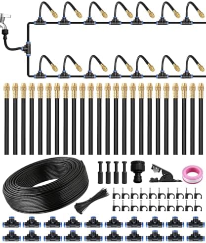 32FT 5/16" Misting Irrigation System for Garden with 10 Adjustable Nozzles by ELDEROAKI