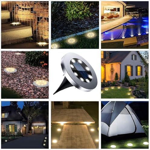 4.6 Inch Diameter Solar Ground Lights, Waterproof Solar Garden Lights, Outdoor Garden Waterproof Bright in-Ground Light, Landscape Lighting for Pathway,Yard,Lawn,Patio,Walkway (16 Pack White Light) - Image 6