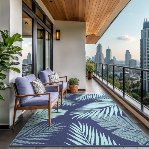 GENIMO Outdoor Rug, Waterproof Plastic Rugs for Patio, 8'x10' Navy Green - Image 4