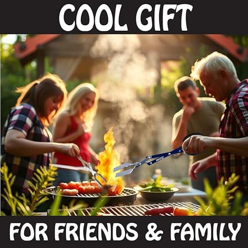 BBQ Croc 3 in 1 Barbecue Tool 18-inch - Extra Light and Long Tongs, Spatula and Grill Scraper (Blue) (18 inch with Flashlight) - Image 6