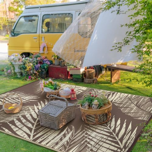 GENIMO Outdoor Rug, Waterproof Plastic Rugs for Patio, 6'x9' Cocoa Beige - Image 3