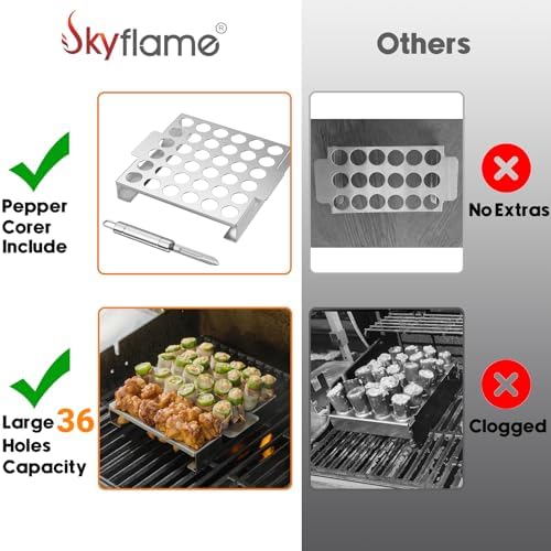 Skyflame Stainless Steel Jalapeno Grill Rack with Chili Pepper Corer Tool - Image 3