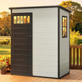 DWVO 5x3FT Outdoor Storage Shed with Fence-Style and Side Windows, Floor, Lockable Doors, Plastic Storage for Backyard and Garden, Blue-Gray by DWVO