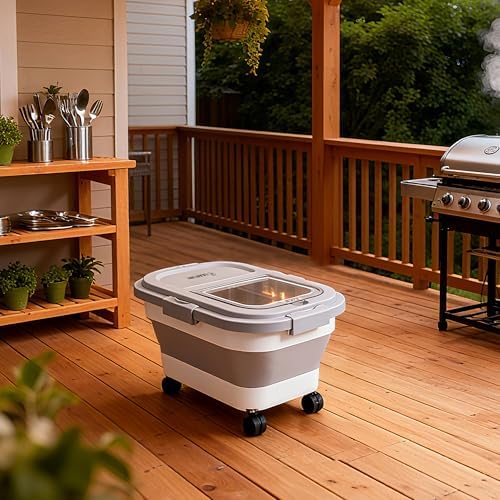 Wood Pellet Storage Container 15lbs, Wheeled Bin with Clear Window - Image 7