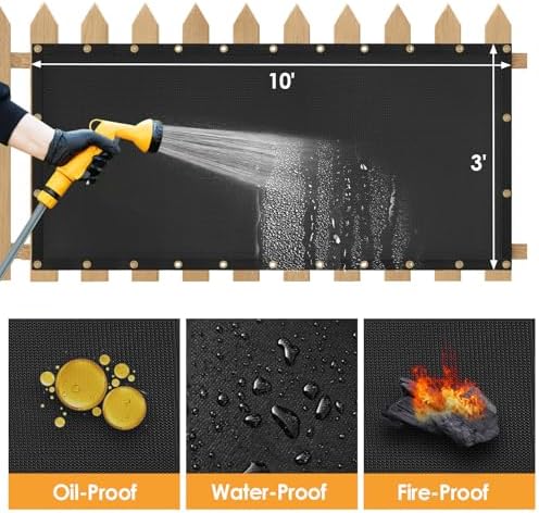 Fireproof Grill Heat Shield for Deck Railing/Wall, 10'x3', Black - Image 5