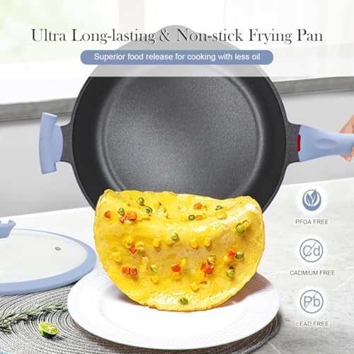 14 Inch Large Deep Frying Pan Skillet with Lid, Saute Pan Nonstick - Image 3
