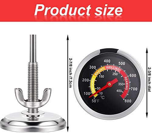 Frienda 3 Packs Charcoal Grill Temperature Gauge Thermometer Gauge Wood Barbecue Charcoal Grill Thermometer Heat Indicator for Lamb Beef Meat Cooking, 2-3/8 Inch Dial and 2-7/8 Inch Stem - Image 2