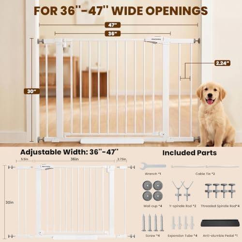 Mumeasy 36''-47'' Pressure Mounted Baby Gate for Doorways, Dog Gate Indoor - Image 2