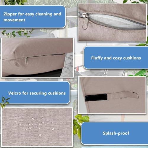 7 Pcs Outdoor Patio Furniture Set with 48"/55000 BTU Outdoor Round Propane Fire Pit Table,Patio Conversation Sets 6 Fixed Chairs No-Slip Cushions and Waterproof Covers,Sand - Image 2