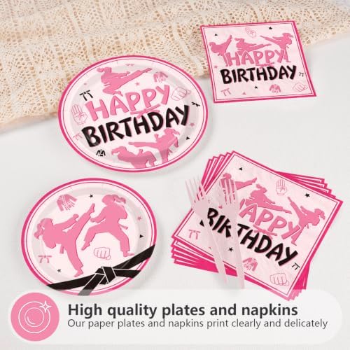 96Pcs Karate Birthday Party Supplies Martial for Girls , Serves 24 - Image 3