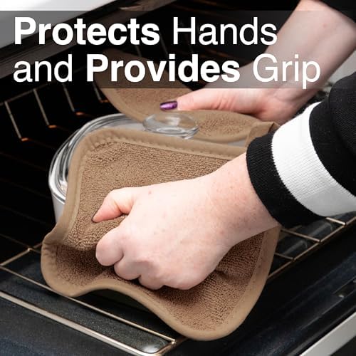 RITZ Terry Potholder & Hot Pad: Unparalleled Heat Resistant, Durable 100% Cotton – Ergonomically Designed for Optimal Grip – Easy-Care Machine Washable – 2-Pack, Mocha - Image 5