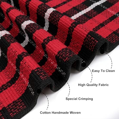 Christmas Front Door Mat Outdoor 2'X4.3' Red Plaid Porch Rug Welcome Mat - Image 3