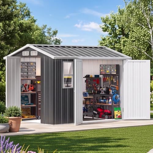 DWVO 7x5 FT Outdoor Storage Shed with 3 Lockable Doors and Window - Image 2
