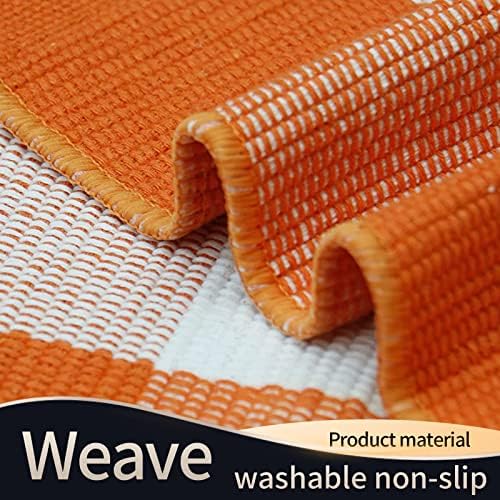 SEEKSEE Halloween Decor Buffalo Plaid Outdoor Rug 3' x 5' Orange and White Front Door Mat, Layering Rug for Porch, Halloween Doormat, Front Porch Rug for Outdoor Entrance Entryway Patio Porch Decor - Image 6