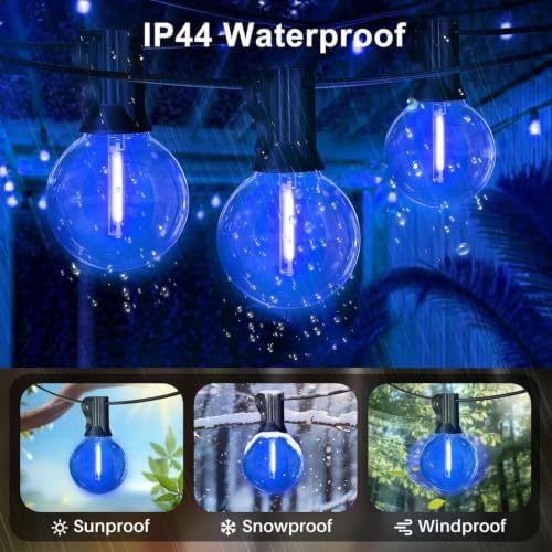 LAMPHOME 4-Pack 26Ft ST38 Outdoor String Lights, Blue LED Shatterproof Patio Lights with 12+1 Edison Bulbs, Perfect for Hanukkah, Bistro, Christmas & Party Decorations - Image 2