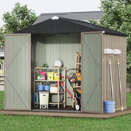 Devoko 8x6 FT Outdoor Storage Shed, Brown - Image 2