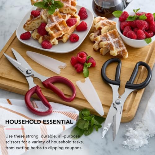 KitchenAid 2-Piece Multipurpose Shear Set – Versatile Scissors with Nutcracker, Bottle Opener, Ergonomic Handles with Protective Blade Covers - Image 4