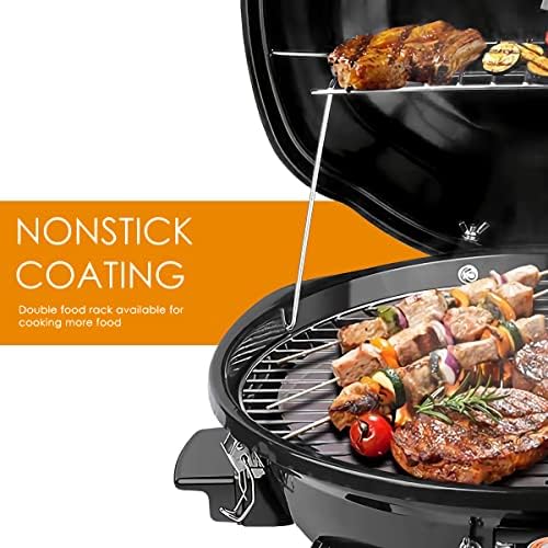 Electric BBQ Grill Techwood 15-Serving Outdoor Electric Grill for Party, Patio & Backyard, Double Layer Design, Portable Removable Stand Grill, 1600W (Countertop Black BBQ Grill) - Image 3