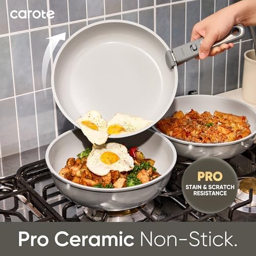 CAROTE 27pcs Ceramic Cookware Set, Pots and Pans Set with Detachable Handle - Image 2