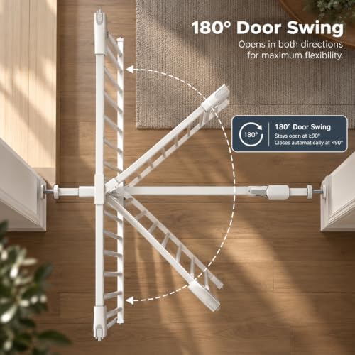 Extra Tall Baby and Dog Gate, 40.55" H, 73.62"-80.70" W, White - Image 6