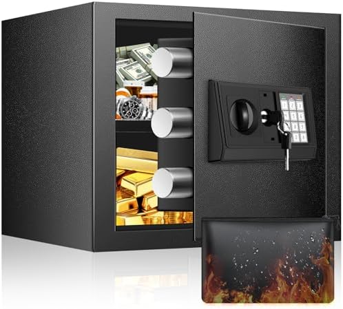 9.84'' H Home Safe Box, Small Safe with Fireproof Waterproof Bag by FOWORE