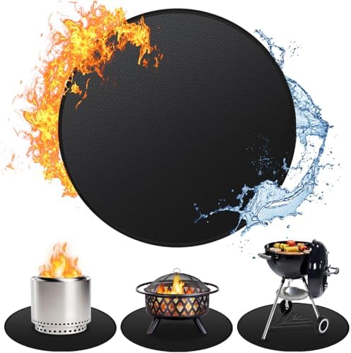 36'' Fire Pit Mat for Solo Stove Bonfire, Double-Sided Fireproof Under Grill Mat Deck Patio Protector Pad, Round BBQ Mat for Solo Stove Accessories, Easy to Clean, Reusable by Huchiz