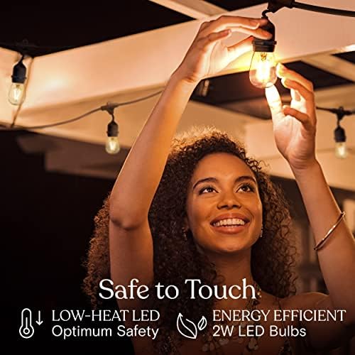 Brightech Ambience Pro - 24 Ft Waterproof LED Outdoor String Lights - Hanging, Dimmable 2W Vintage Edison Bulbs - Commercial Grade Patio Lights Create Cafe Ambience in Your Backyard, 7 Bulbs - Image 6
