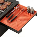 Silicone Grill Mat for Blackstone Griddle, 16x11.5 Extra-Thick Non-Slip Spatula Holder Mat with Grease Drip Pad, Heat Resistant BBQ Utensil Organizer for Side Shelf, Ideal Gifts for Men (Orange) by CraftedtoPerfection