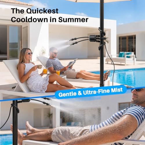 Ausic Portable Misting System, Battery Powered Outdoor Water Mister with 9L Bucket & Rechargeable Pump (Consecutive 8Hrs), Misters for Outside Patio Cooling, for Sports, Camping, Tailgating, Umbrella - Image 5