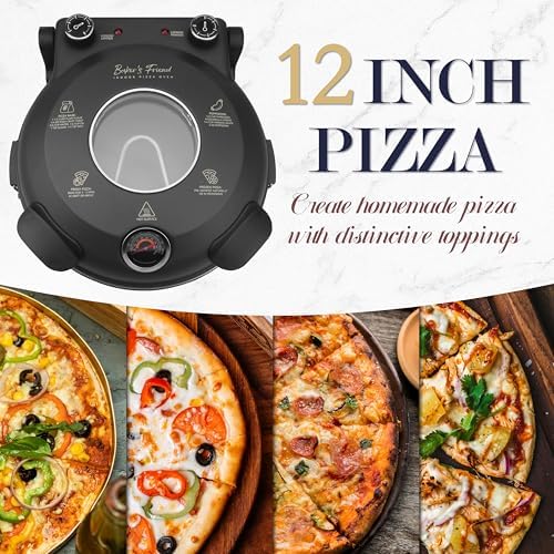 Baker's Friend Electric Pizza Oven Indoor Countertop, 12 Inch Pizza Maker Machine for Home, Pizza Cooker & Grill, Premium Glazed Ceramic Stone, Graphite Gray - Image 6