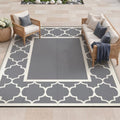 GENIMO Outdoor Rug, Waterproof Plastic Rugs for Patio, 8'x10' Grey White by GENIMO